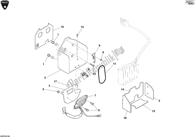 Todas as partes de Suporte Da Bateria do Ducati Superbike 999 RS 2004